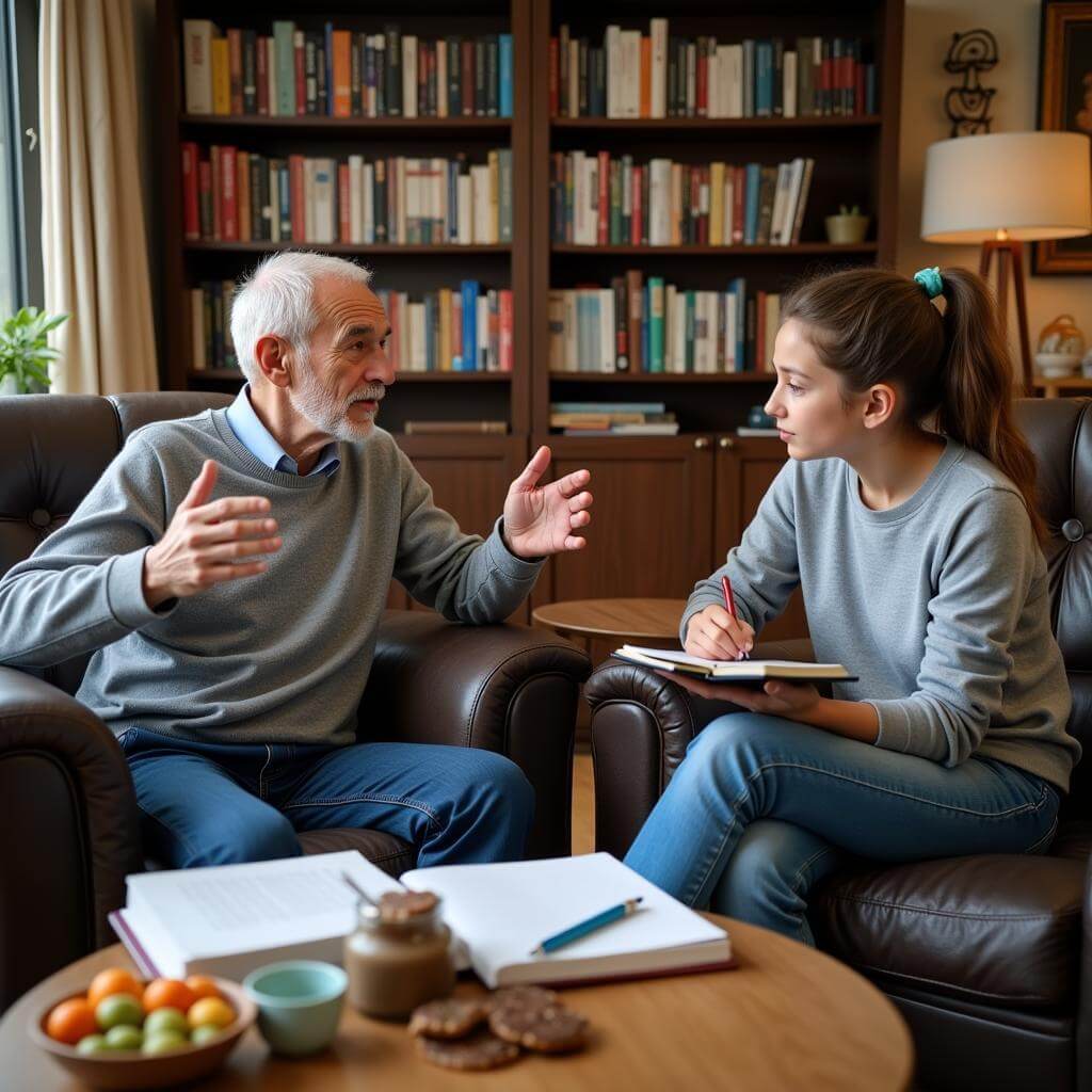 Grandfather influencing grandchild's lifestyle choices