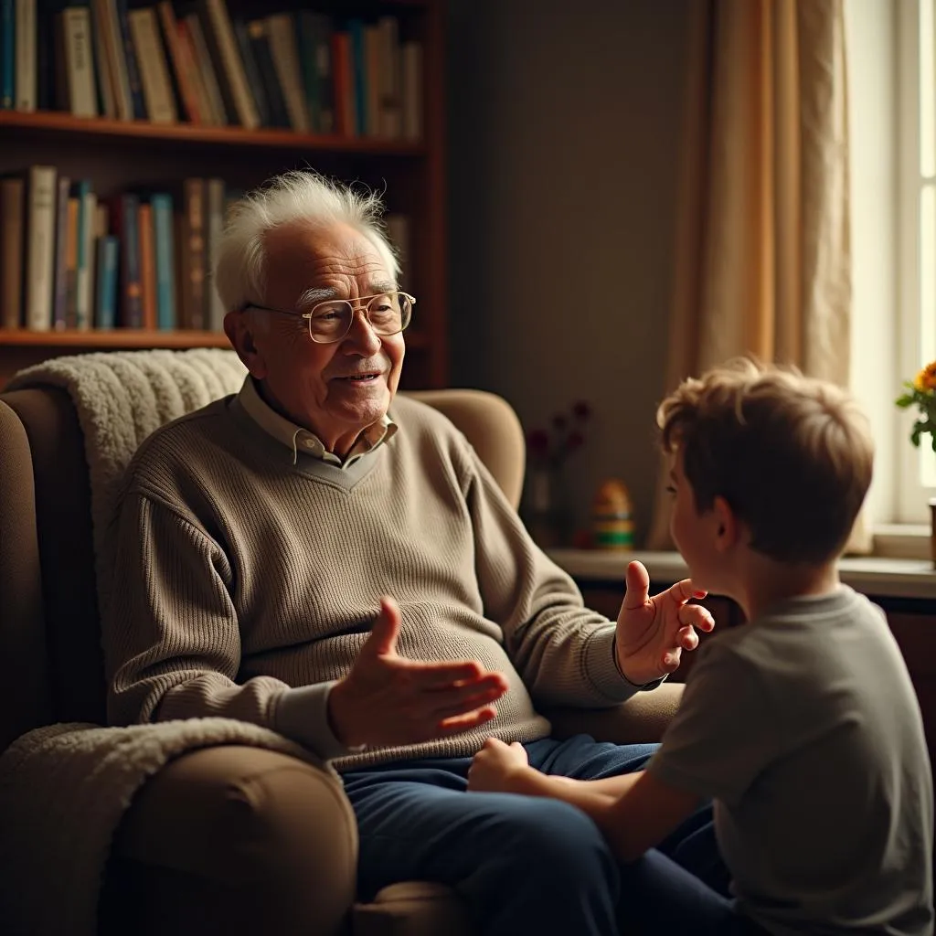 Grandfather Sharing Wisdom with Grandchild