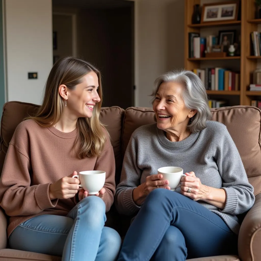 Grandmother and granddaughter enjoying quality time