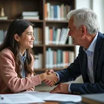 Grateful student thanking professor