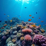 Vibrant coral and fish in the Great Barrier Reef