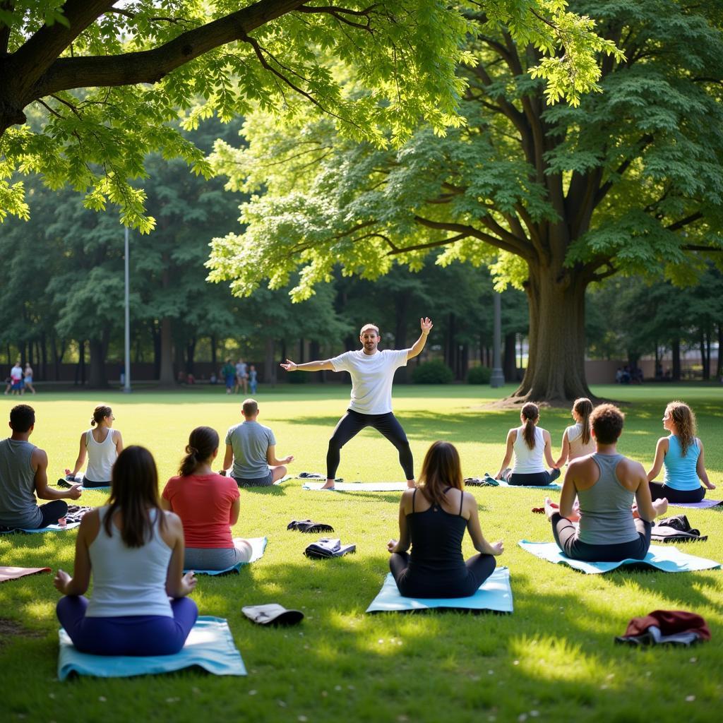 Community yoga class in Greenwood Park