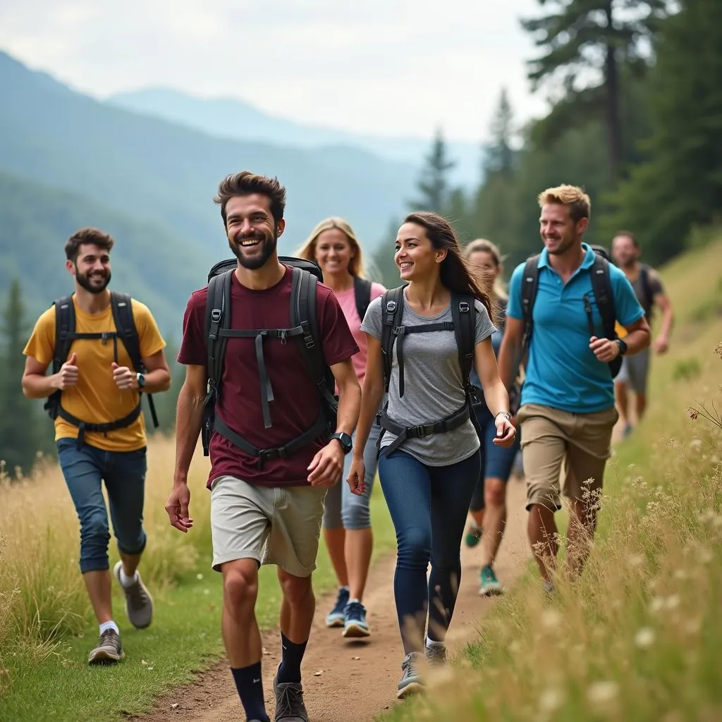 Group hiking for community bonding