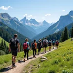 Group of hikers enjoying a mountain trail