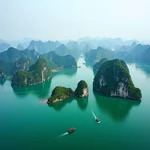 Ha Long Bay's limestone islands and emerald waters