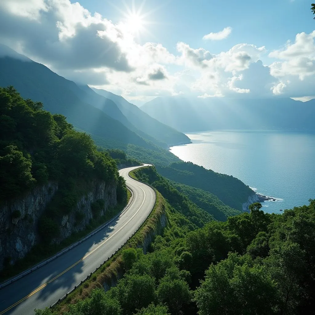 Hai Van Pass scenic road in Vietnam