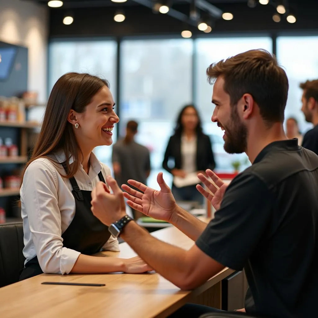 Customer service representative handling rude customer