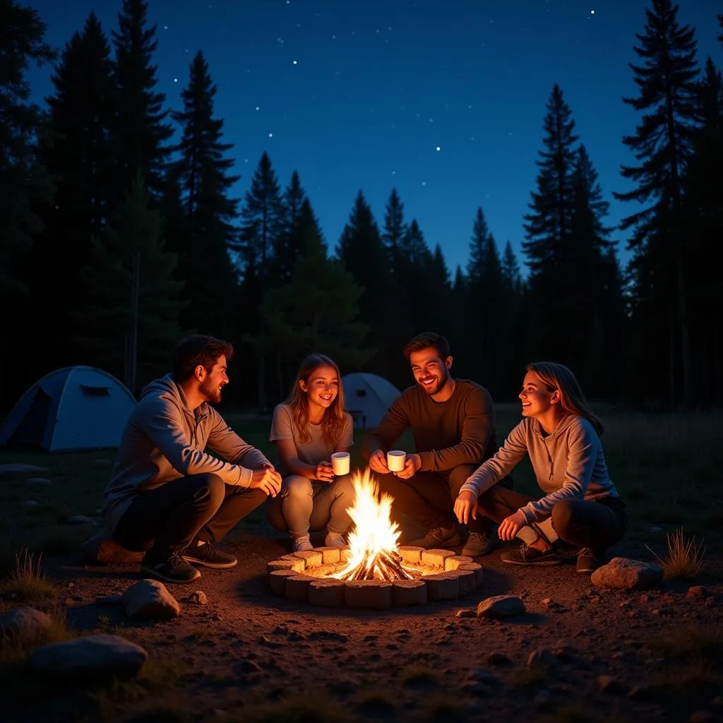 Happy childhood memory of a family camping trip