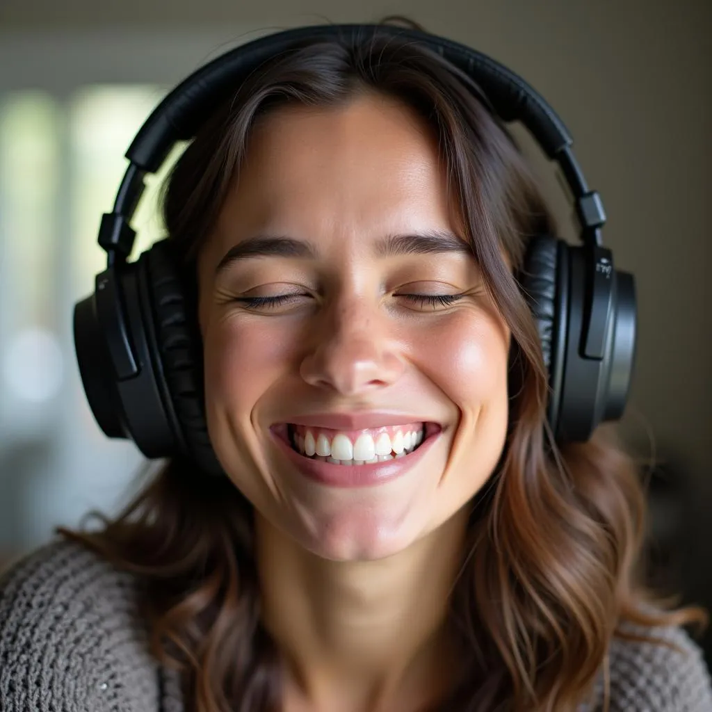 Person enjoying music with headphones