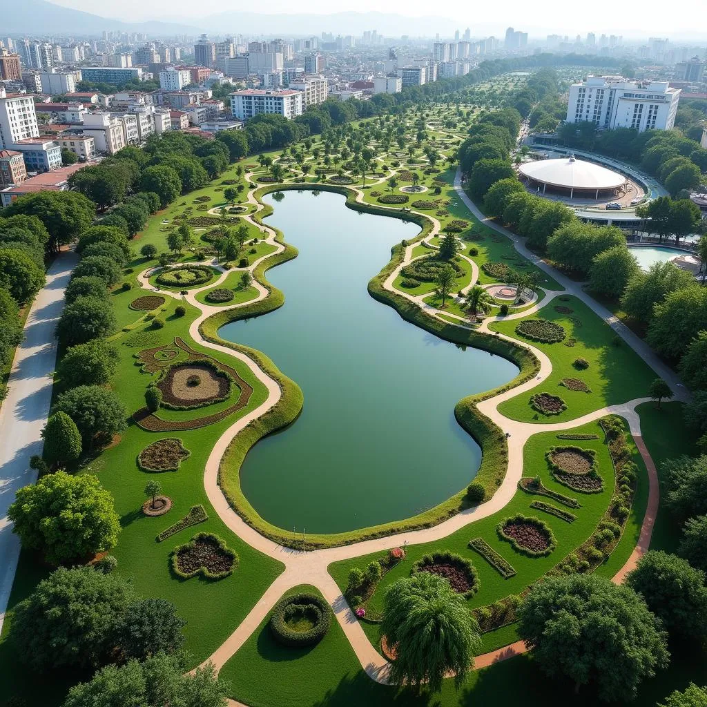 Aerial view of Harmony Gardens urban park