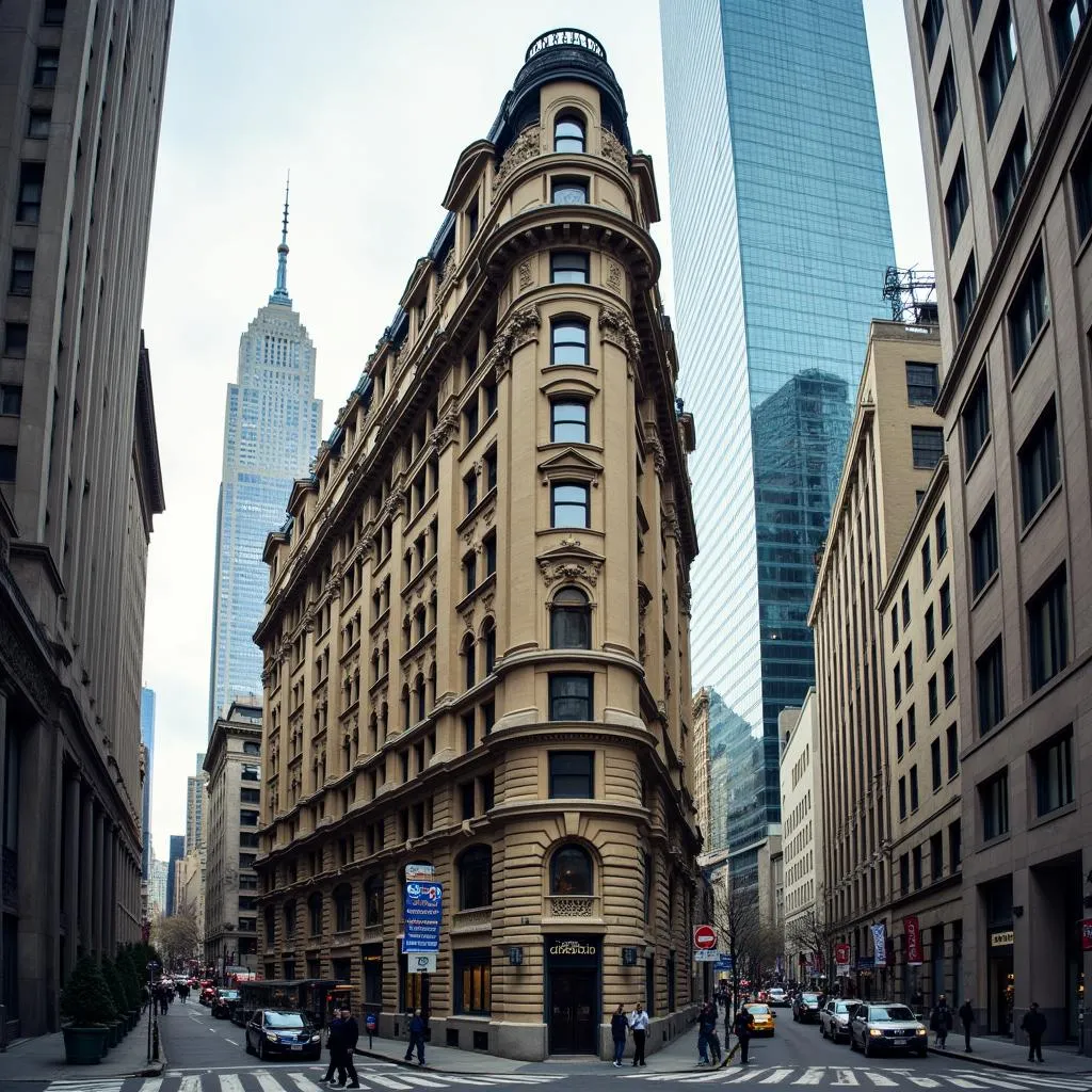 Historic Building in Modern Cityscape