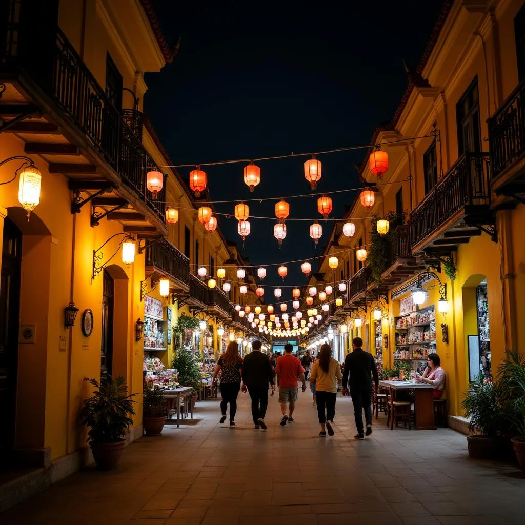 Hoi An ancient town illuminated with colorful lanterns at night