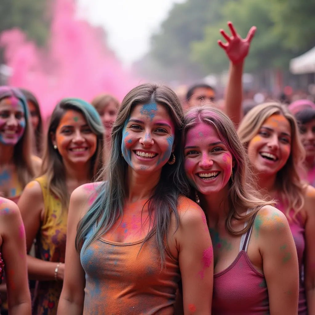 Holi festival celebration with colorful powder