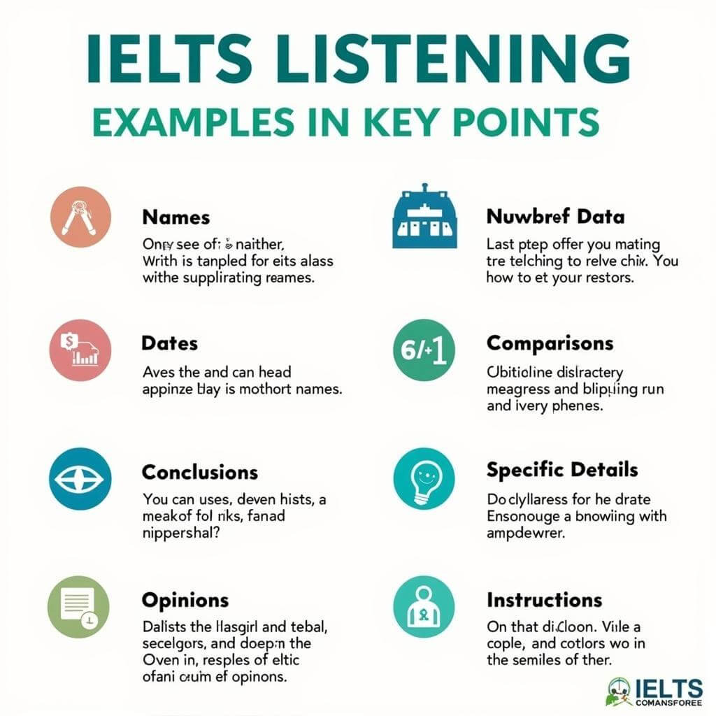 Examples of key points in IELTS Listening