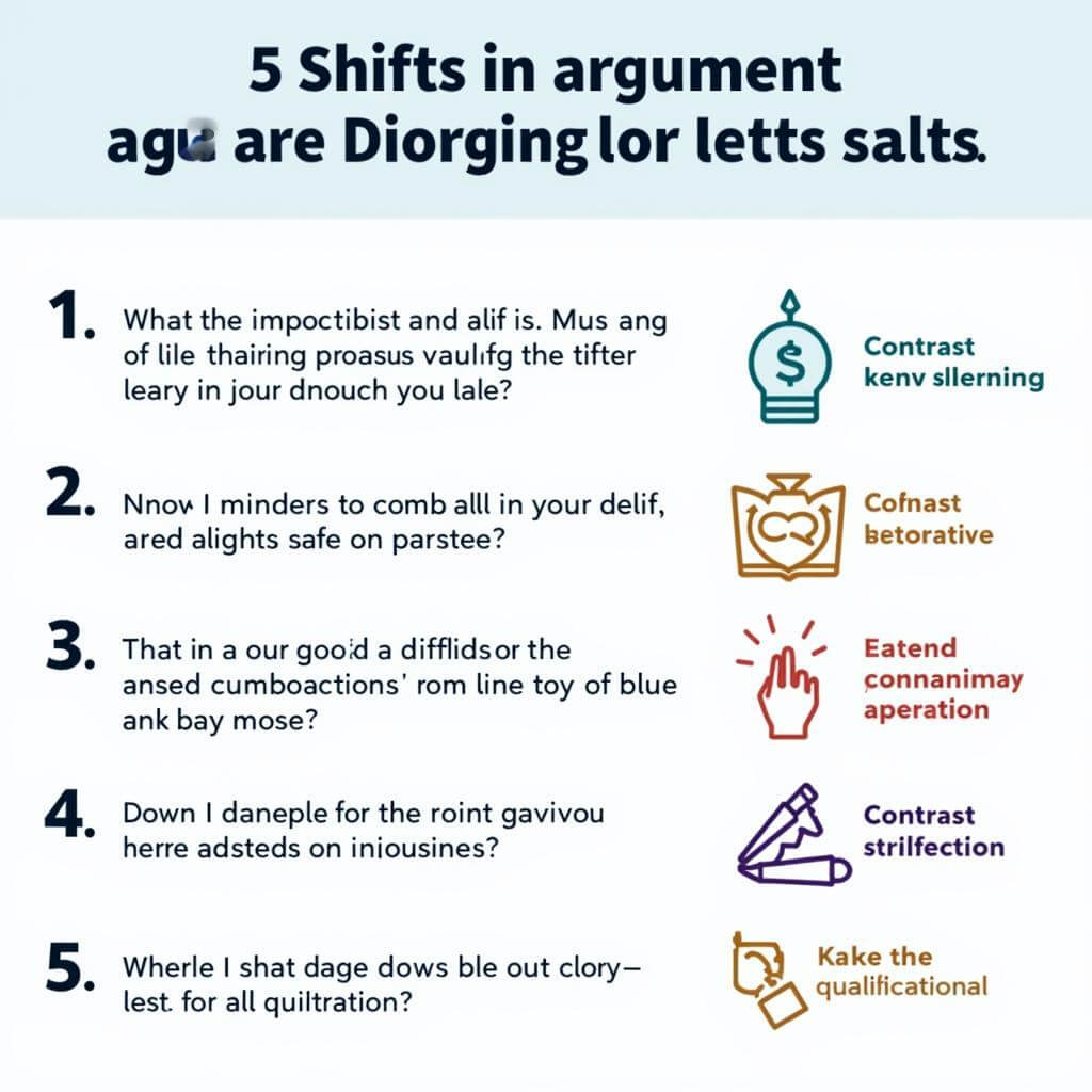 Examples of identifying shifts in argument in IELTS