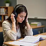 IELTS candidate practicing listening skills