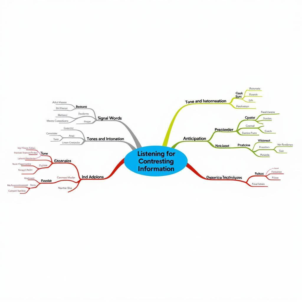 IELTS Listening Contrasting Information Mind Map