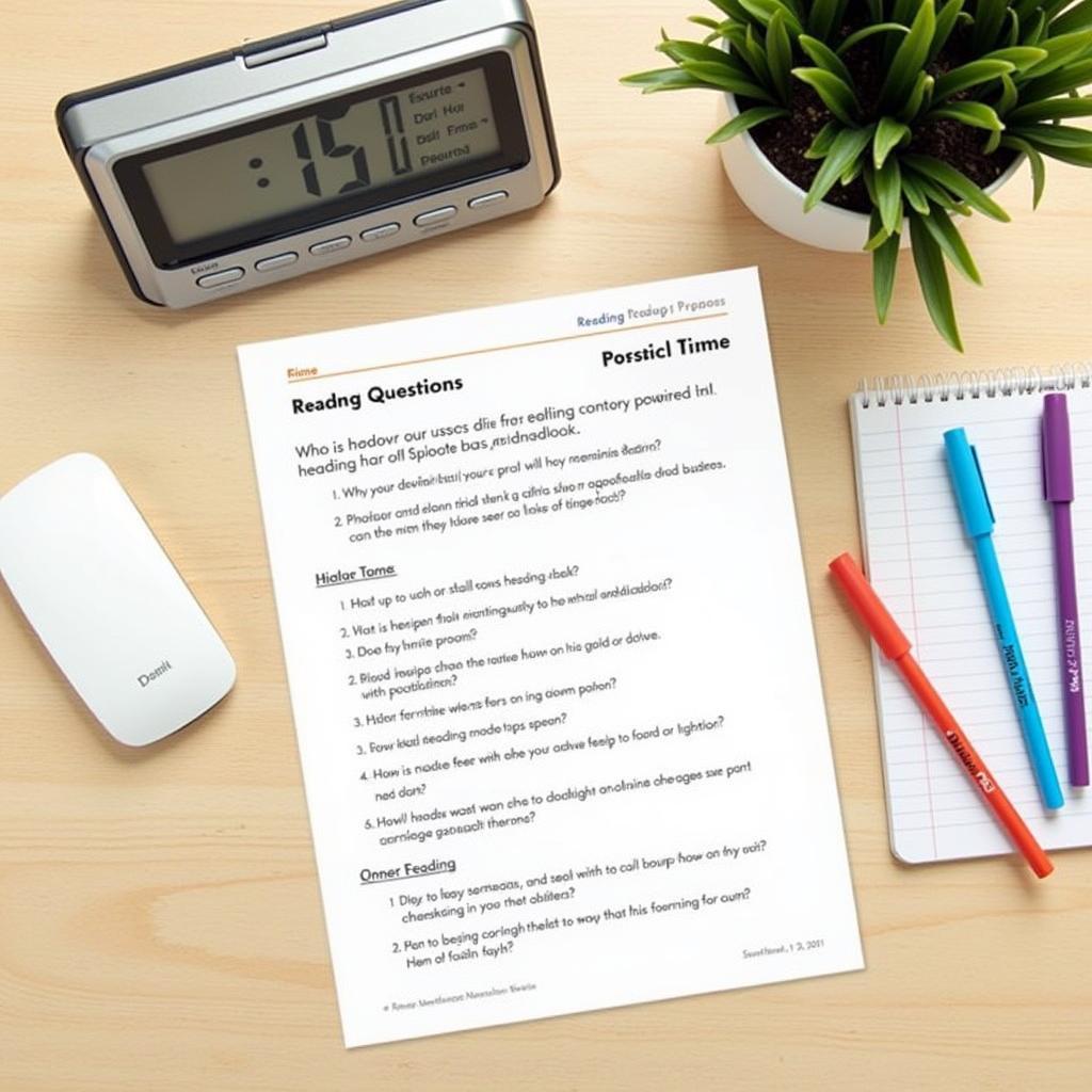 IELTS practice session setup for matching heading questions