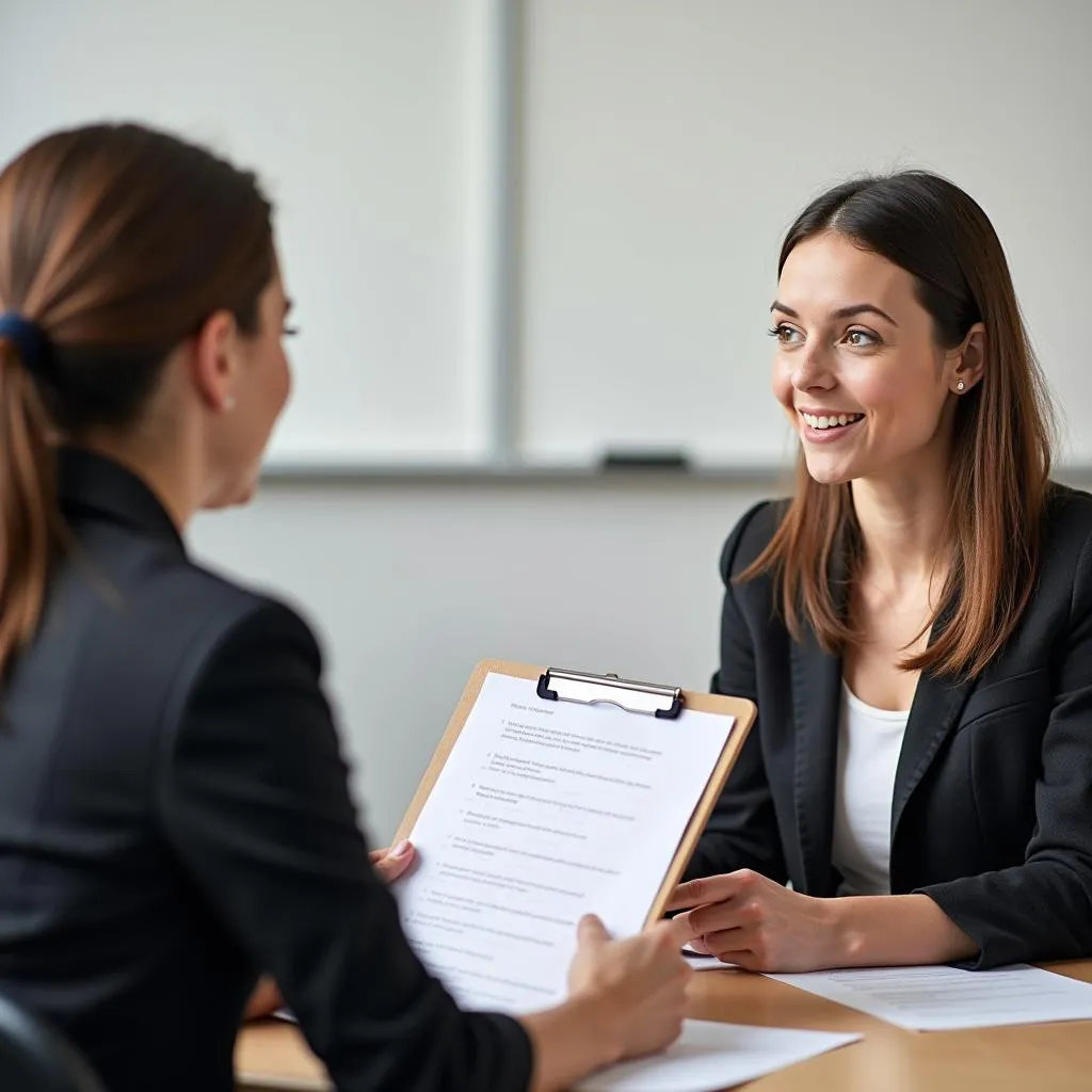 IELTS Speaking Examiner interviewing a candidate