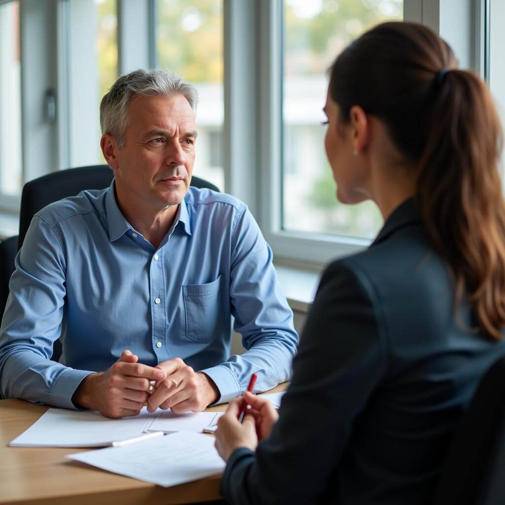 IELTS Speaking examiner listening to candidate