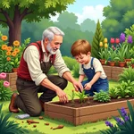 IELTS Speaking: Grandfather teaching gardening skills