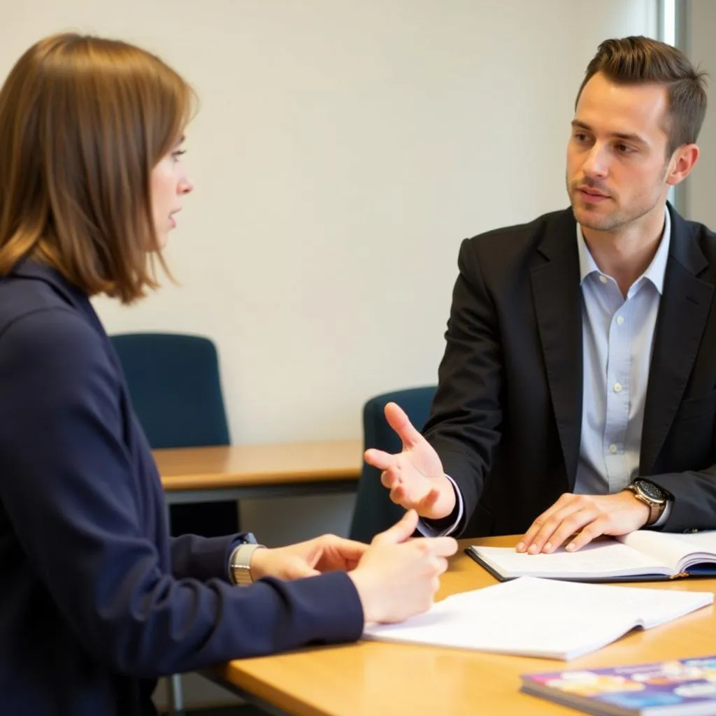 IELTS candidate practicing speaking with a tutor