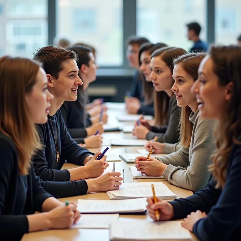 IELTS candidates practicing speaking