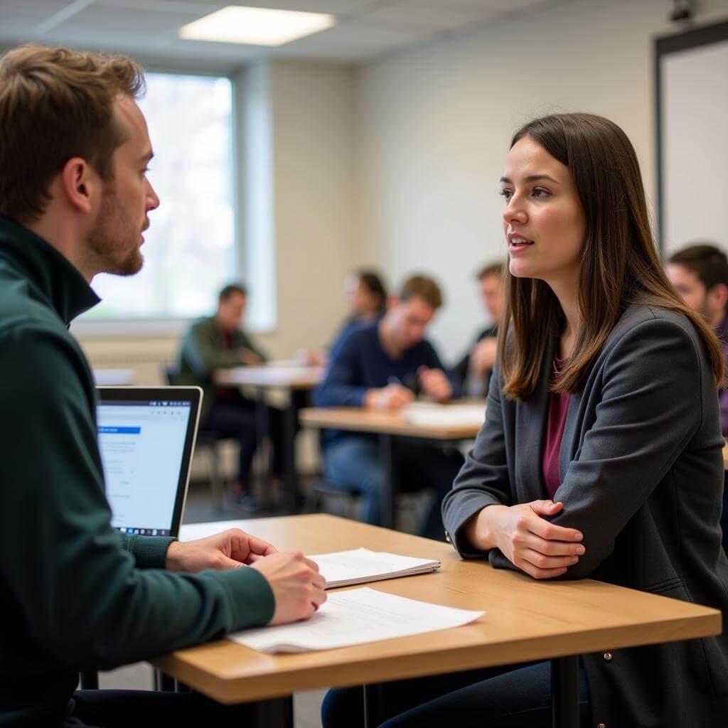 IELTS candidate practicing speaking skills