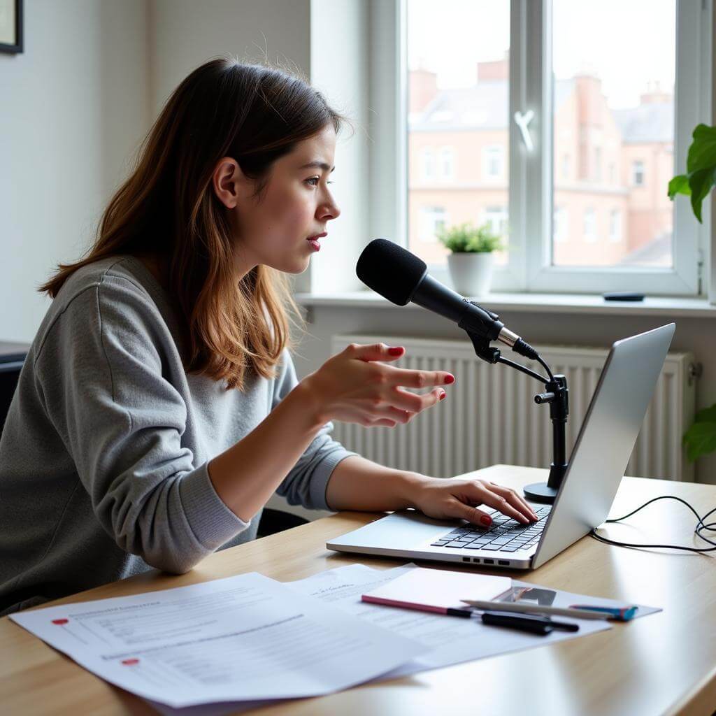 IELTS candidate practicing speaking skills