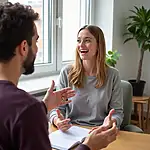 IELTS candidate practicing speaking with tutor