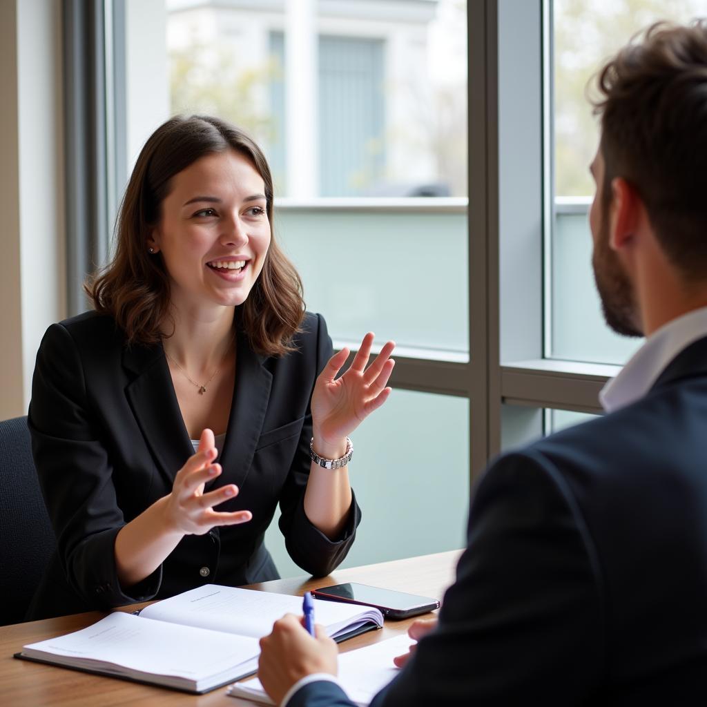 IELTS candidate practicing speaking with an examiner