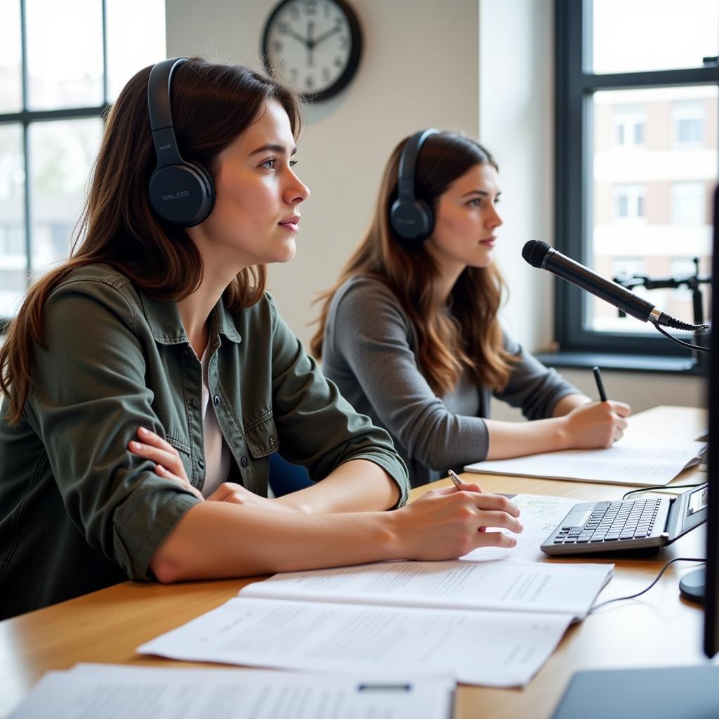 IELTS candidate practicing speaking skills