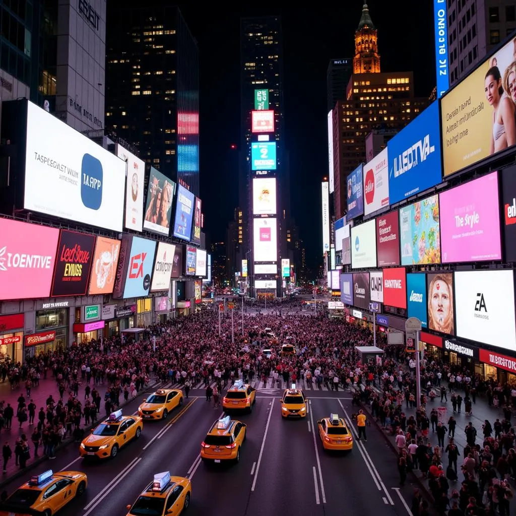 IELTS Speaking: Describing Times Square crowd