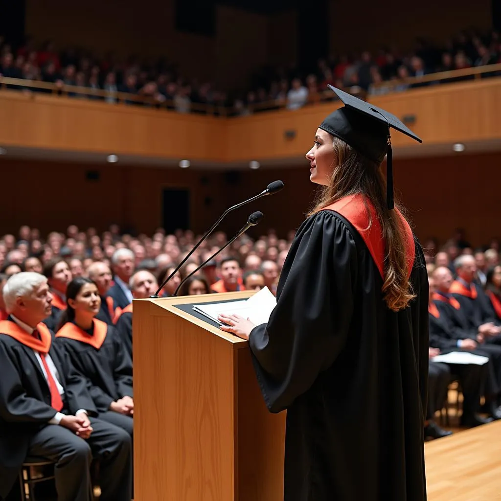 IELTS candidate giving graduation speech