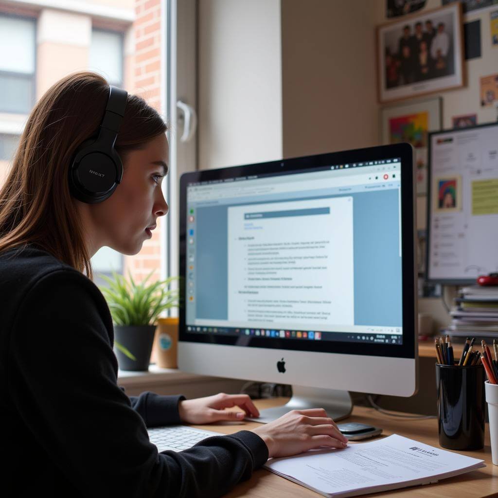 IELTS student practicing concentration techniques