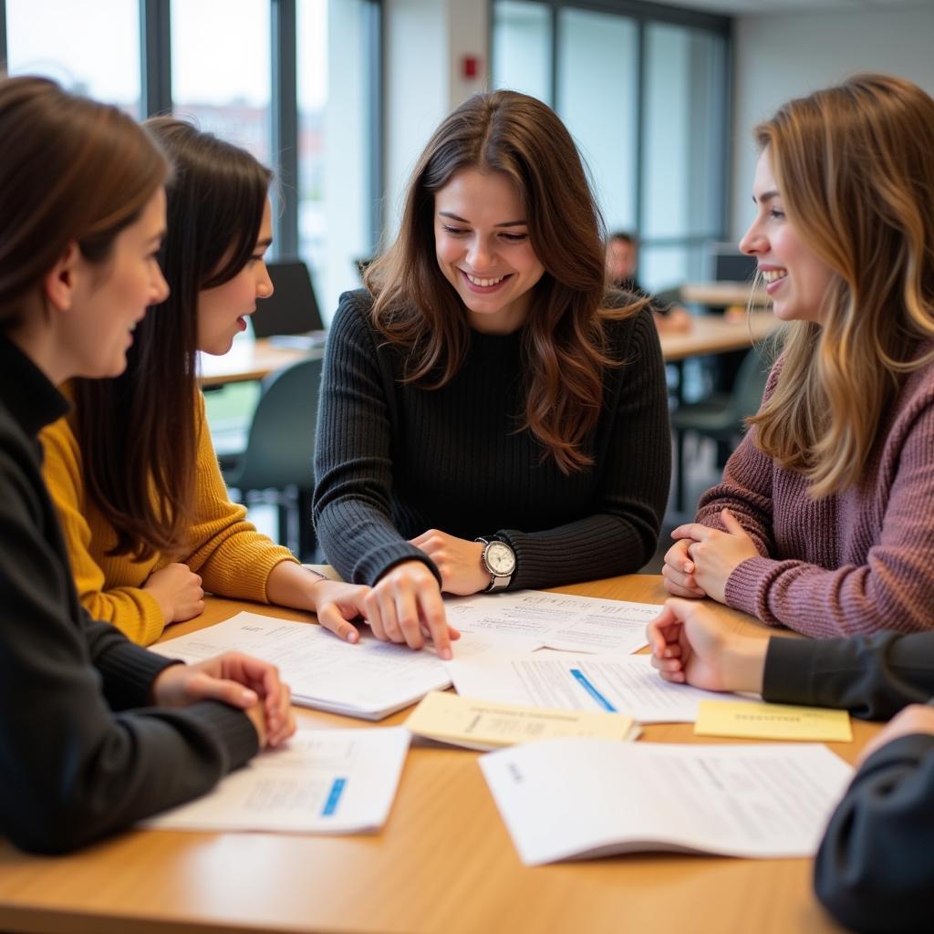 IELTS study group discussing strategies