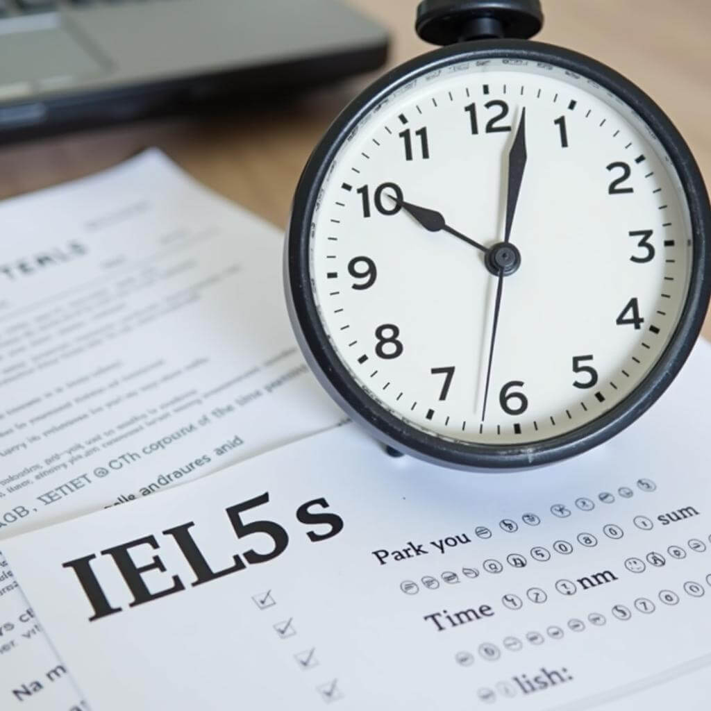 IELTS Time Management: Clock and Test Paper