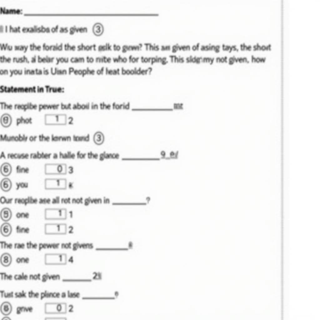 IELTS True/False/Not Given Question Example