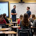 Students learning about credit scores in a classroom