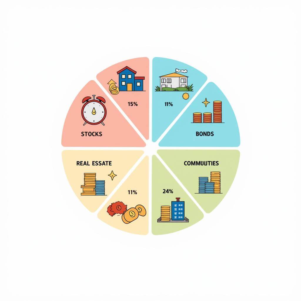 Illustration of diversified investment portfolio