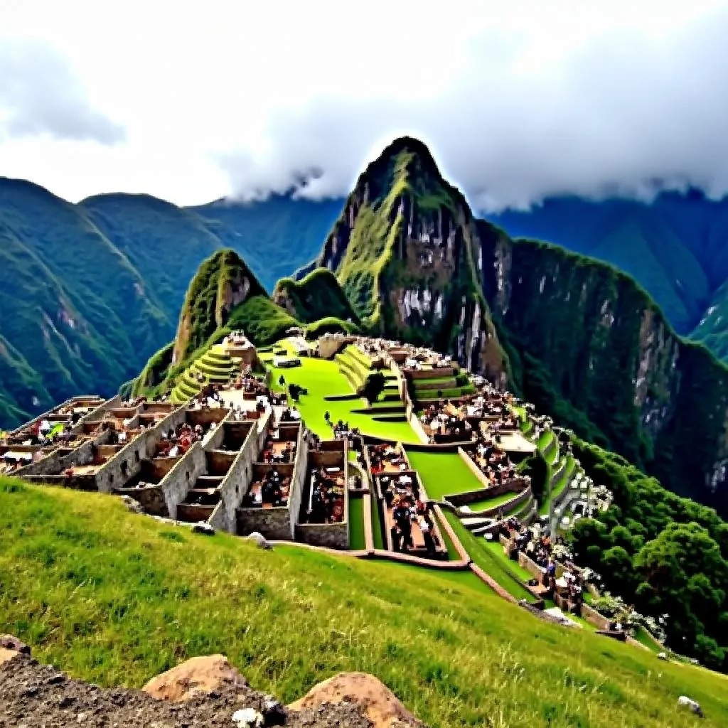 Scenic view of Inca Trail leading to Machu Picchu