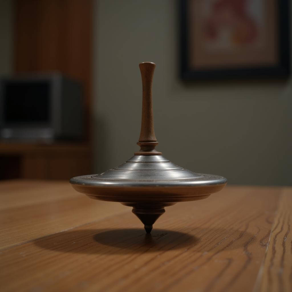 Inception movie scene with spinning top