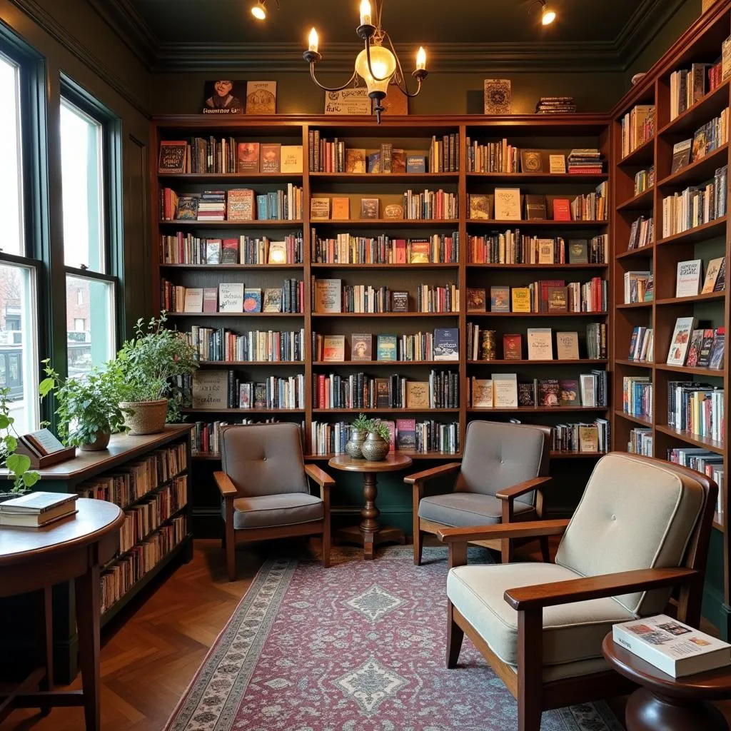 Cozy interior of an independent bookstore