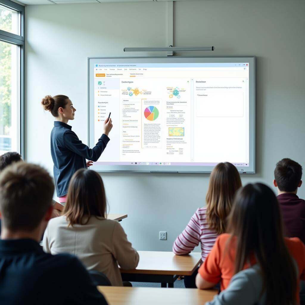 Interactive whiteboard in a modern classroom