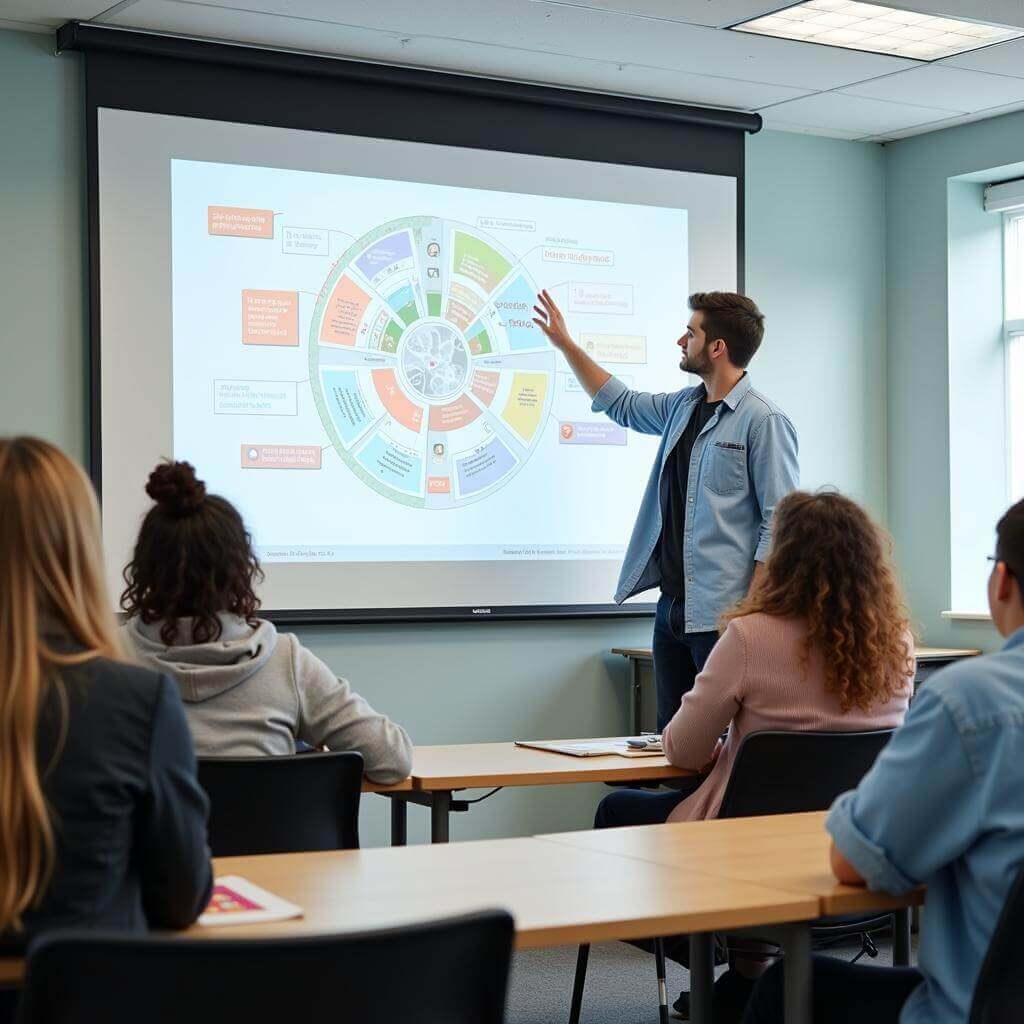 Interactive whiteboard in a modern classroom