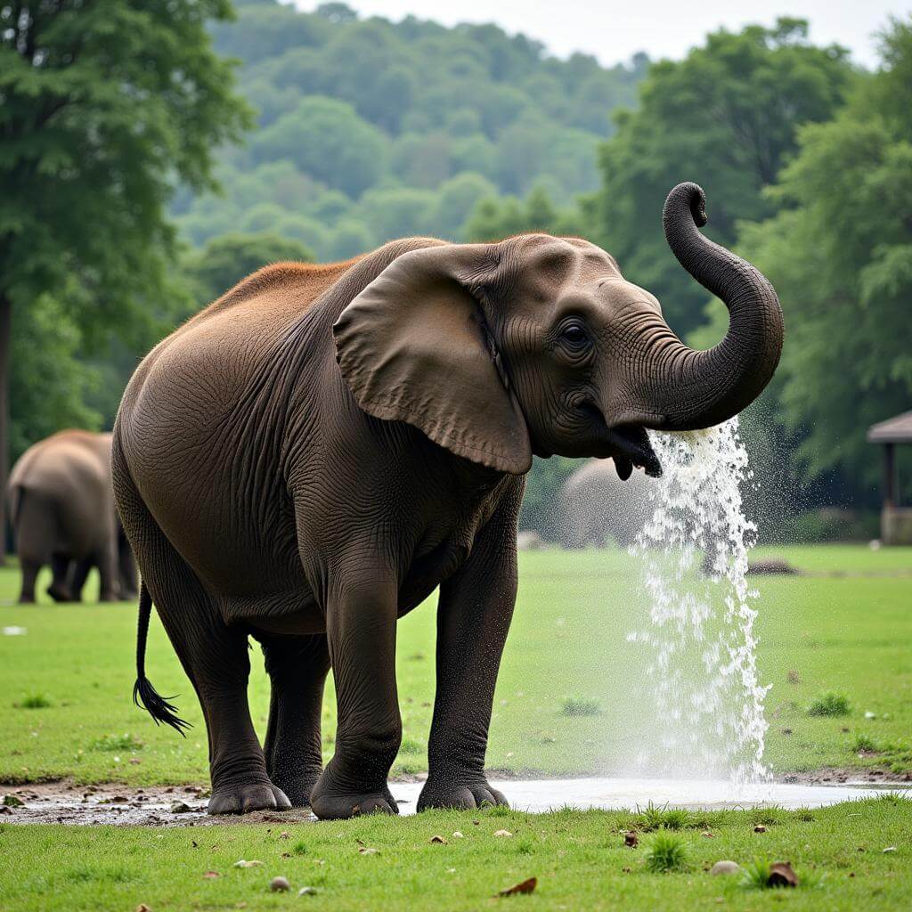 Interesting elephant observed in a wildlife sanctuary