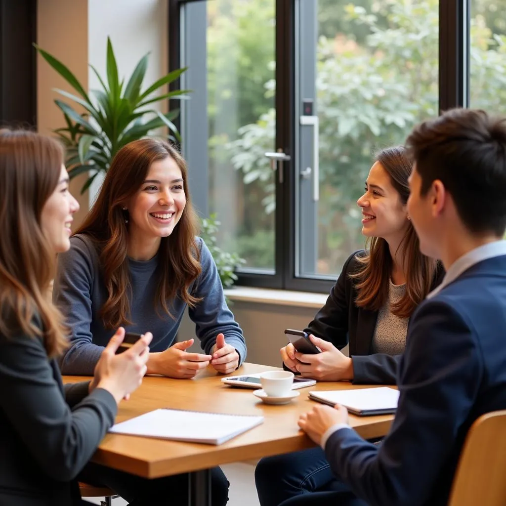 International students practicing language skills