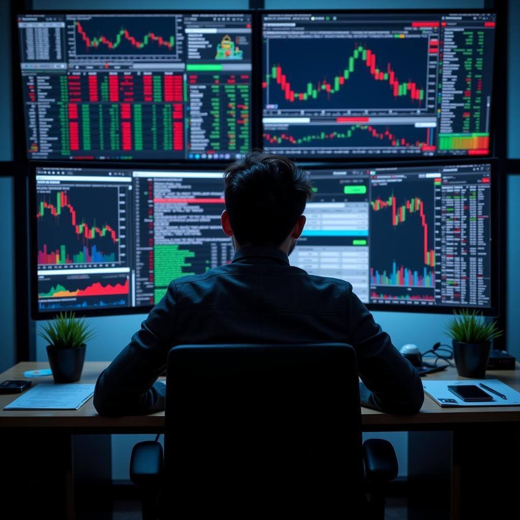 Investor analyzing stock market data