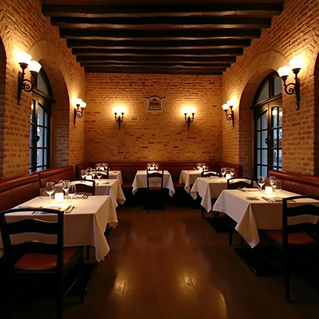 Cozy Italian restaurant interior with candlelit tables