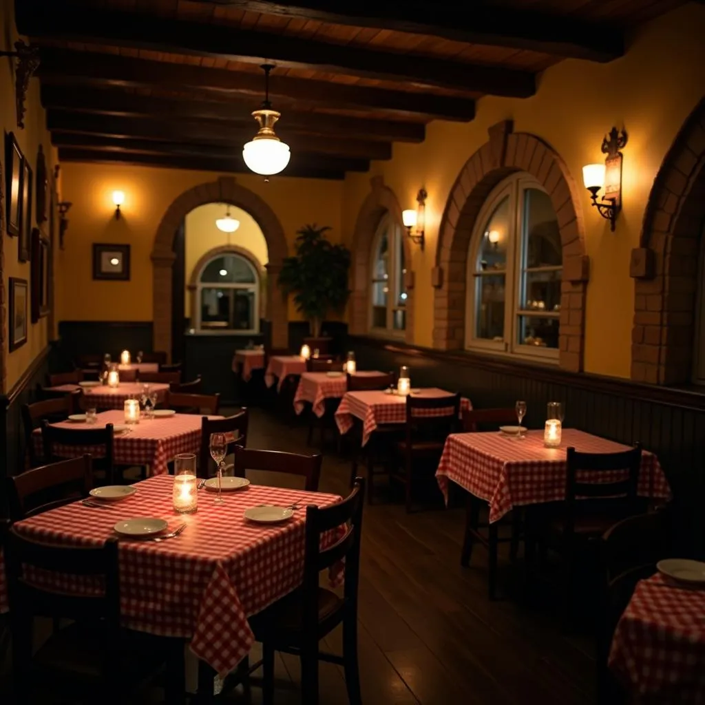 Cozy interior of an Italian restaurant